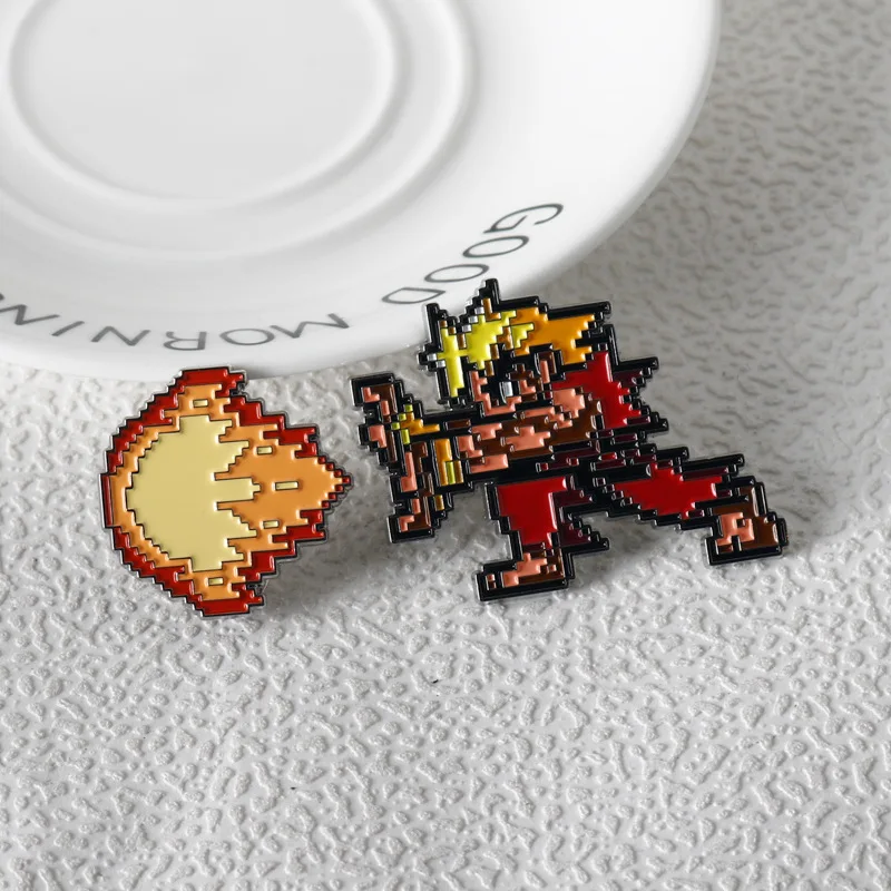 Game Cosplay Props Anime Brooches Game Brooch Classic Game Badge Brooch Cartoon Figure Street Fighter Enamel Lapel Pins Cute Cosplay Props Jewelry Gift for Friends