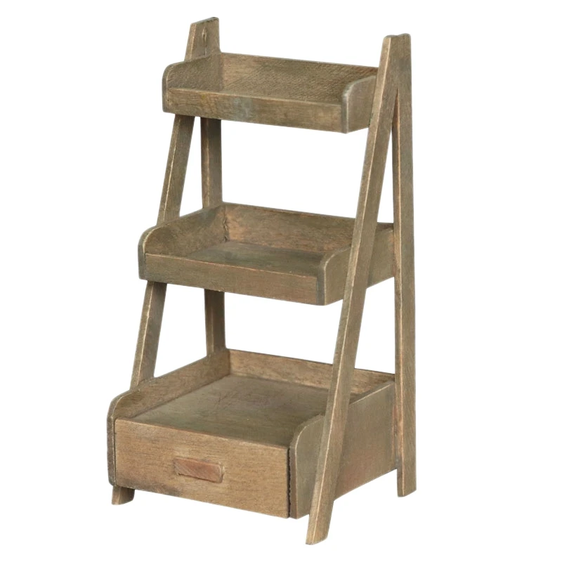 

Мебель для кукольного домика в масштабе 1:12, винтажная трехслойная деревянная подставка для цветов, стеллаж для кукольного домика Миниатюрные аксессуары 5,5X5X10,9 см