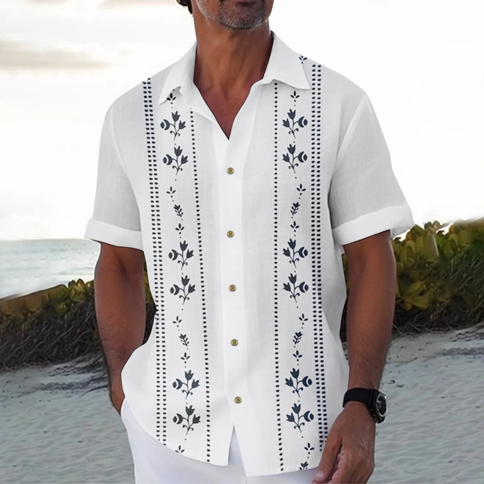 Simple Fashion Men's Shirt 3d Print Short Sleeved Shirts For Men Hawaiian Shirts Beach Casual Male Clothing 2024 New Lapel Shirt 2