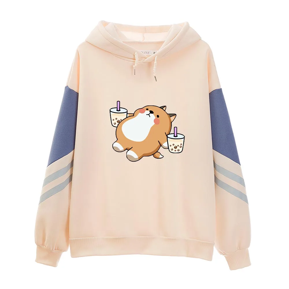 

Cute Japanese Shiba Inu Hoodies Women Oversize Patchwork Kawaii Graphic Pullover Sweatshirts Harajuku Color Block Sudadera Mujer