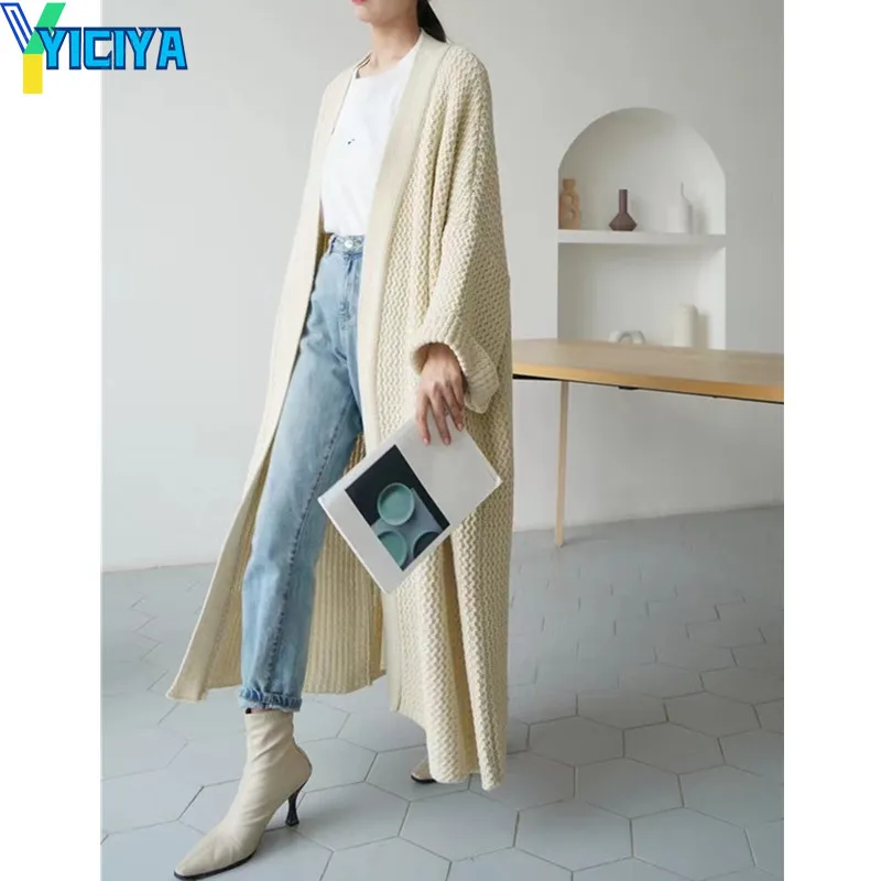 

YICIYA Thicken Long Cardigan Sweater Coat Long Sleeve Warm Knit Outerwear V-Neck Casual Office Jacket Women Fall Winter fashion