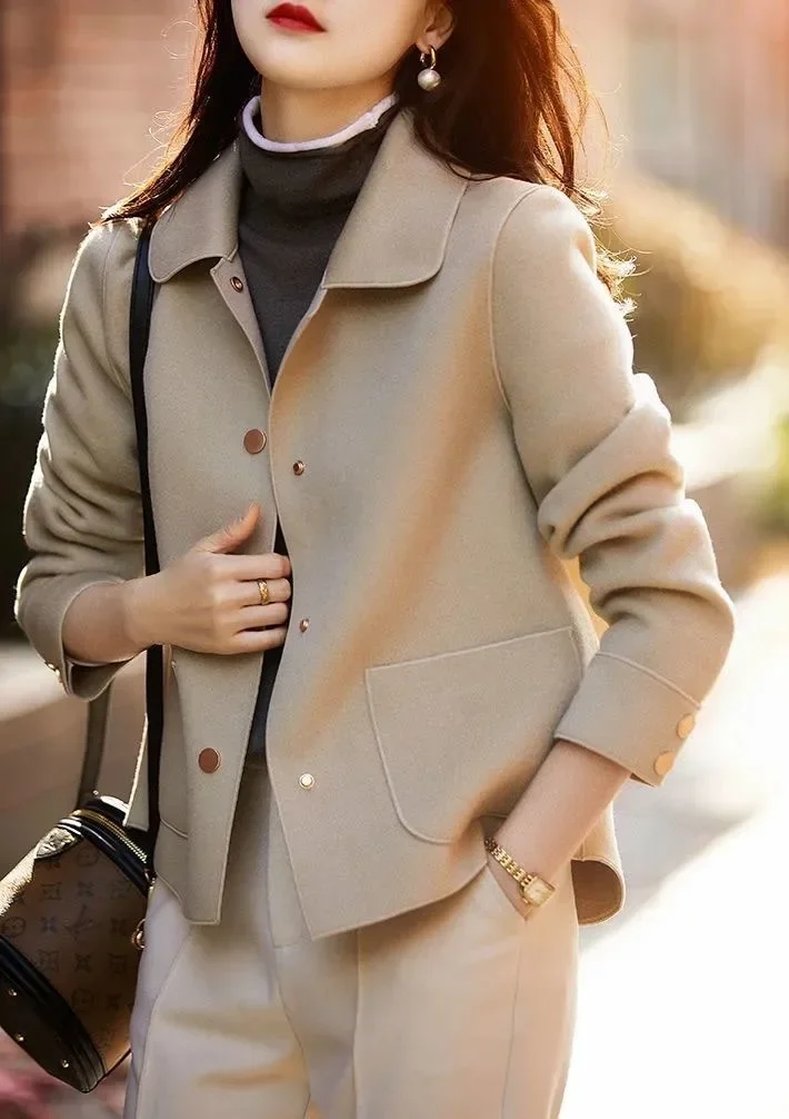 Elegant Fashionable Double-sided Woolen Short Jacket For Women Loose-fit Versatile Top Spring Autumn New Arrival image