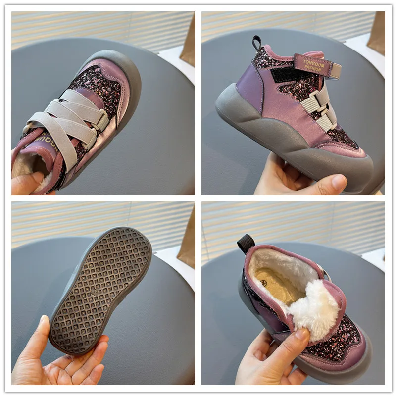 Girls Winter Snow Boots Soft Sole Breathable Plush Lining Shoes