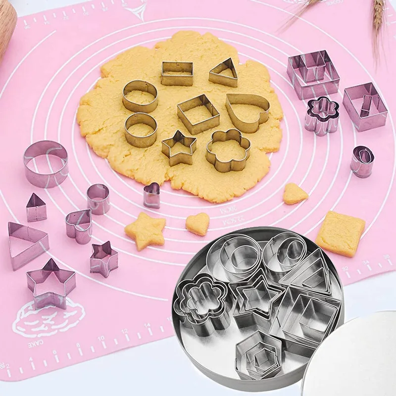 24Pcs Geometric Shaped Cookie Cutter Set Square Heart Triangle Round