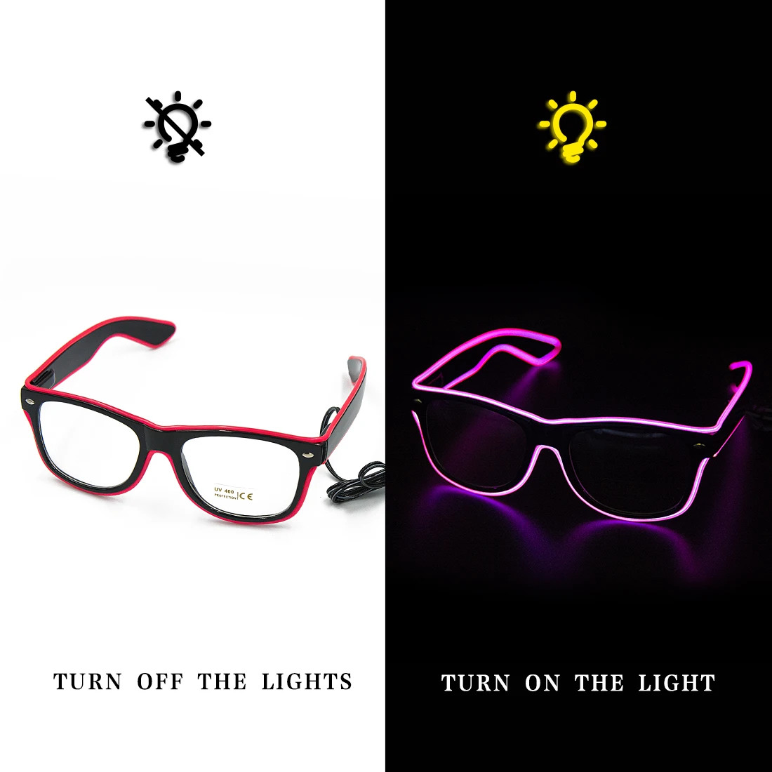 Purple Light-Up Glow LED Slotted Glasses