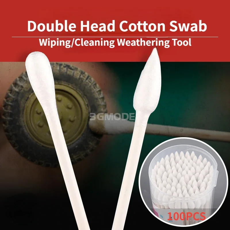 Double Head Cotton Swab Panel Line Wipe Tools 100Pcs for Military Model Hobby Cleaning Weathering Tools DIY model tools model weathering tool