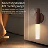 Rechargeable Human Body Induction Night Light Magnetic Motion Sensor Wood Wall Lamp Cabinet Light For Kitchen Stairs Wardrobe 3