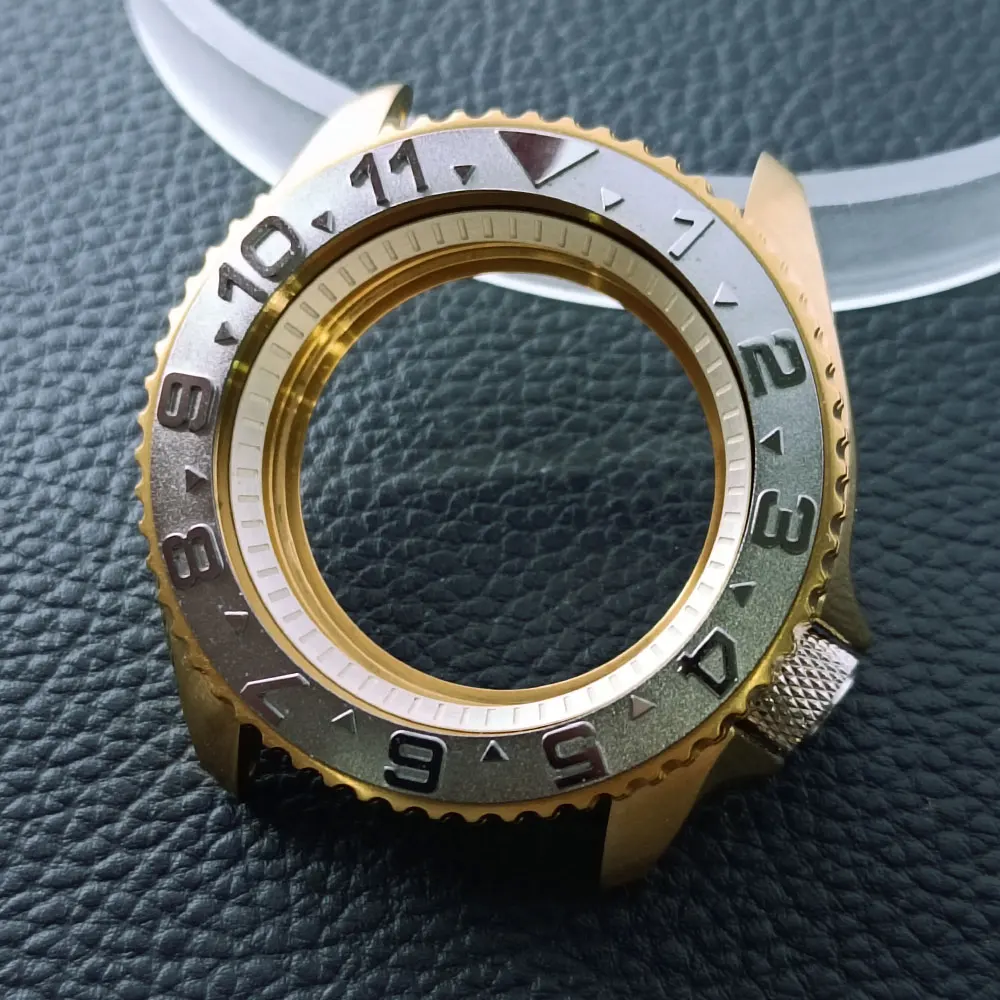 42mm Gold/Rose Gold Steel Watch Case with Sapphire Glass and 22mm Strap