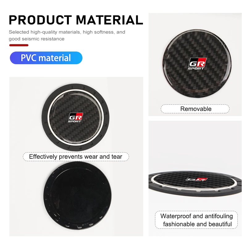 Car Coasters Water Cup Holder Anti-Slip Slot Mat Bottle Holder for Toyota GR Sport Gazoo Racing Yaris 86 Corolla Hilux Supra