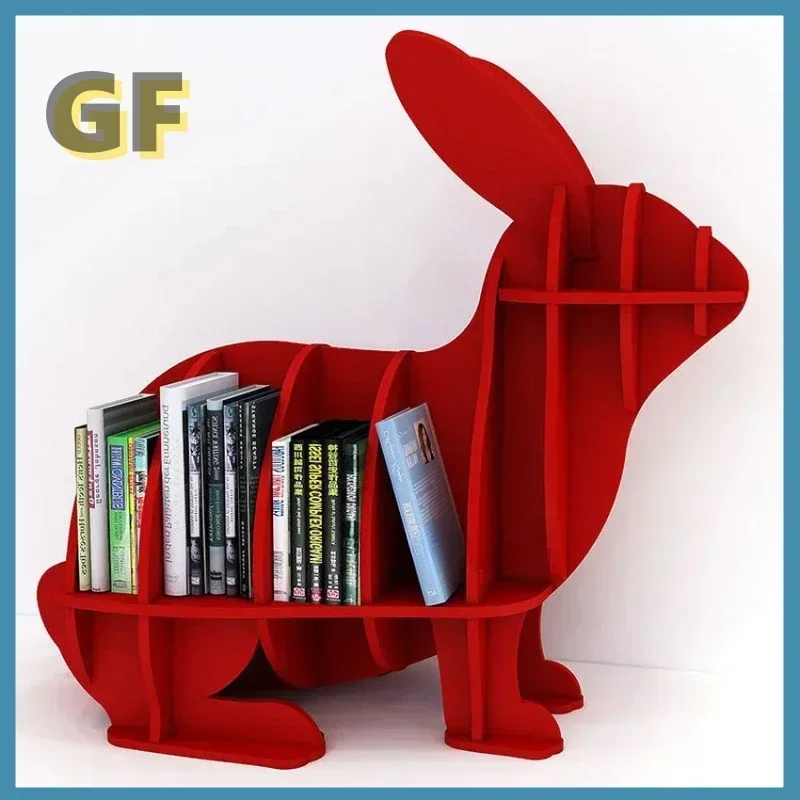 S/M Creative Animal-shaped Rabbit Bookcase Kindergarten Kids Furniture Children's Bookshelf Rack Home Decoration Floor Ornaments