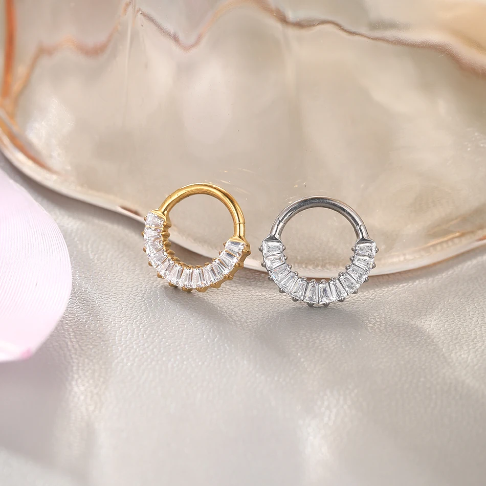 1Pc Titan Zirkon Nase Ring Klapp Septum Clicker Offene Nase Ring Mode Dame Piercing Frauen Runde Ohrringe Körper schmuck – Detail 21