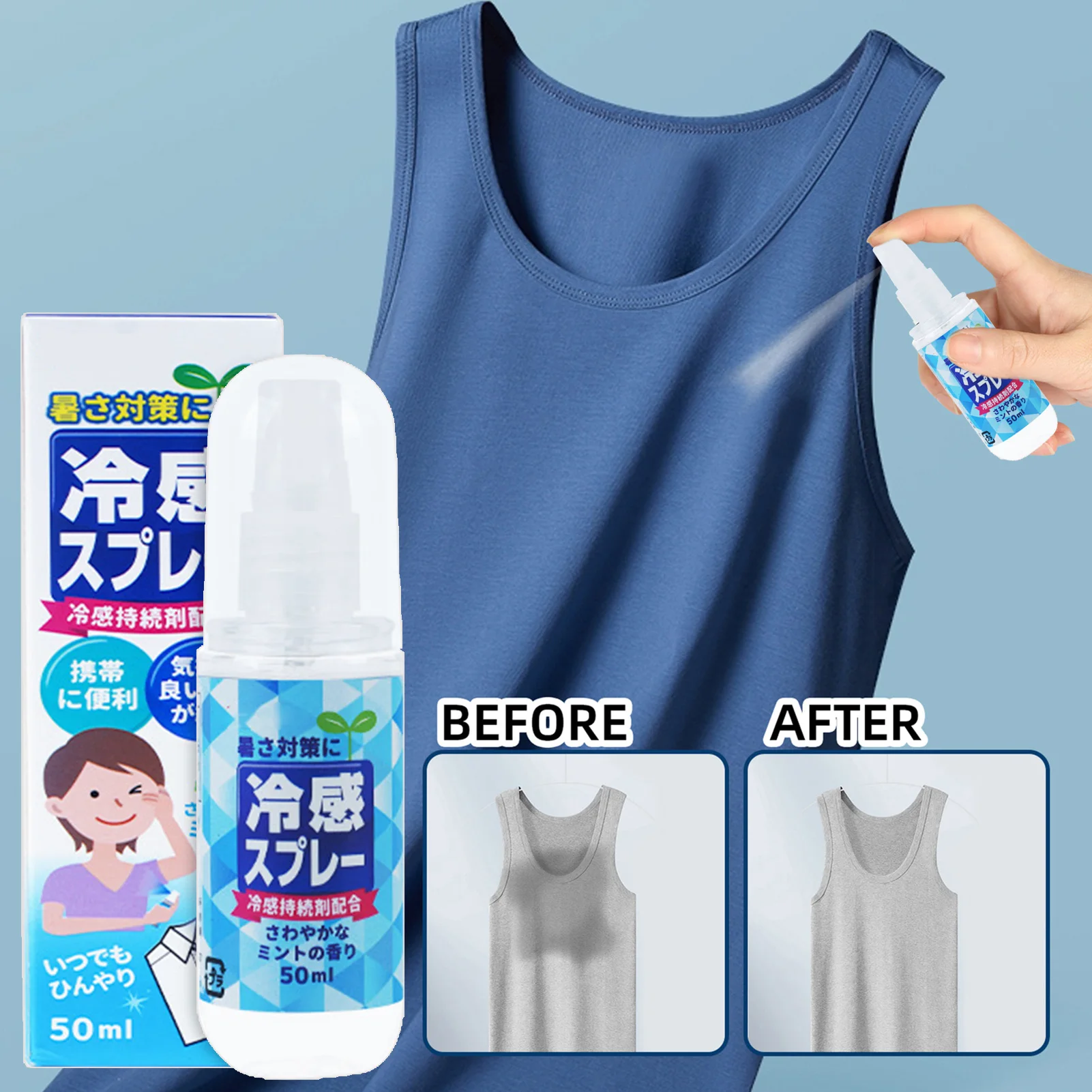 50ml Gentle Cooling Mist Durable Reusable Cool Spray for Hot Flushes Cooling Tools