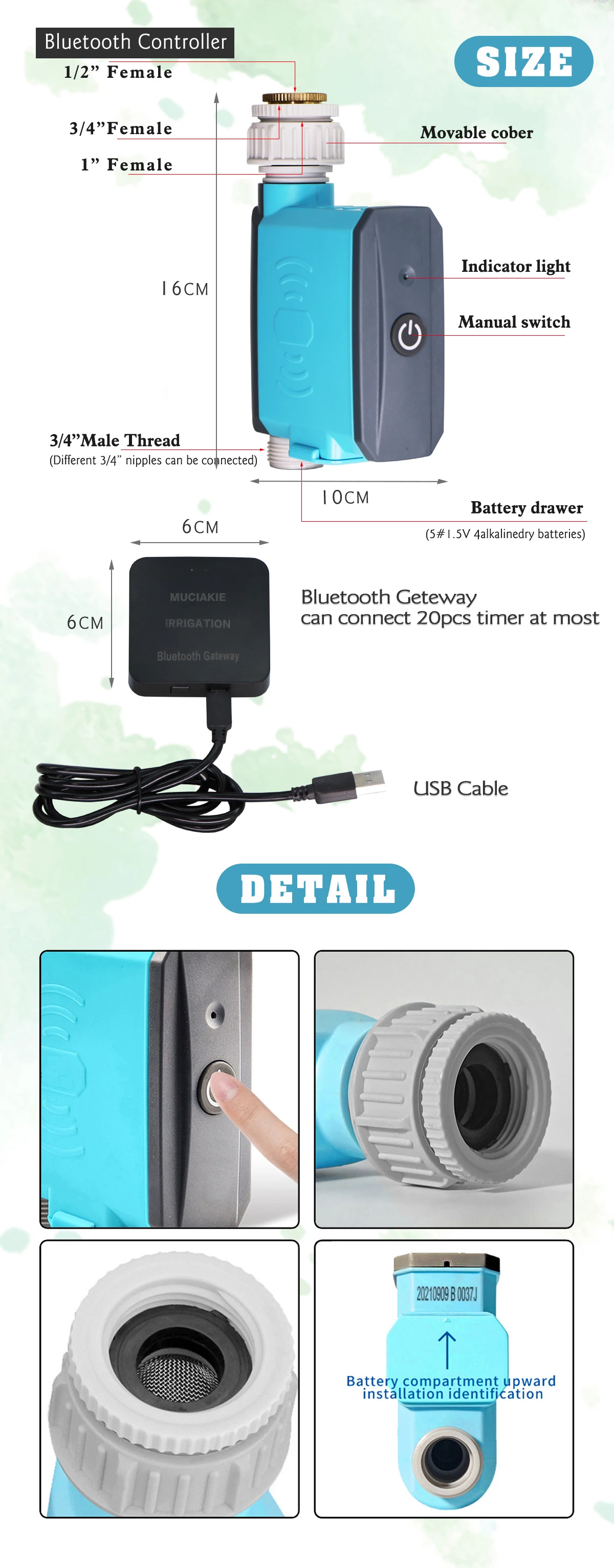 WIFI Bluetooth Rain Sensor Watering Timer Garden Automatic Irrigation System Smartphone Remote Control Plant Lawn Sprinkler Tool