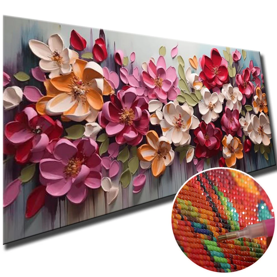Colorful 3D Floral Diy Diamond Painting Abstract Flower Large New 202 Cross Stitch Kits Mosaic Embroidery Housewarming Gift