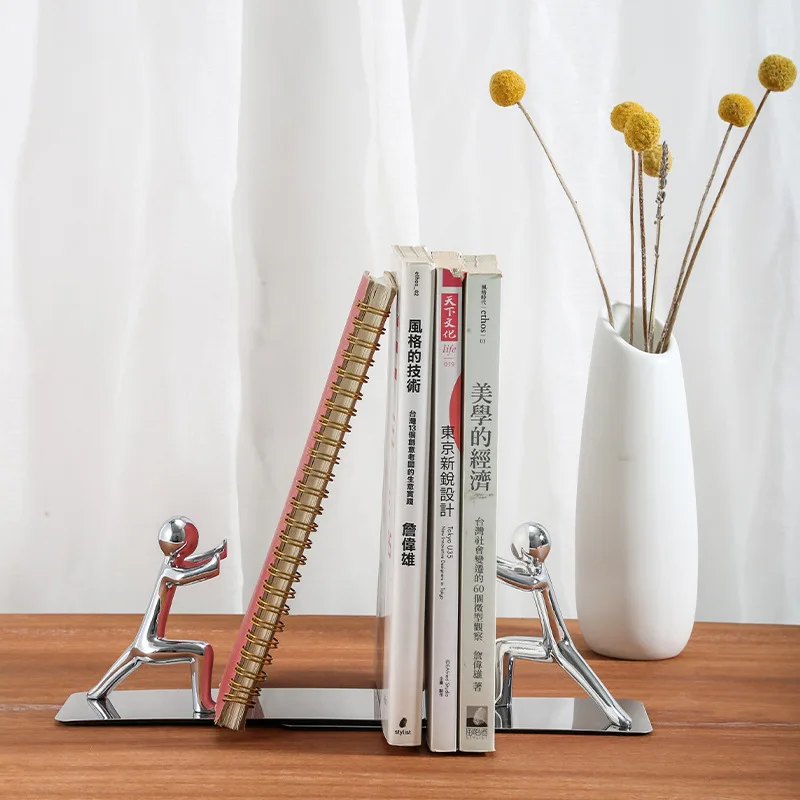 Book Organizer Book Holder Book Stand Creative 2PCS Golden Boy Bookends Book Stand Holder Bookshelf Desktop Organizer Office Accessories Stationery