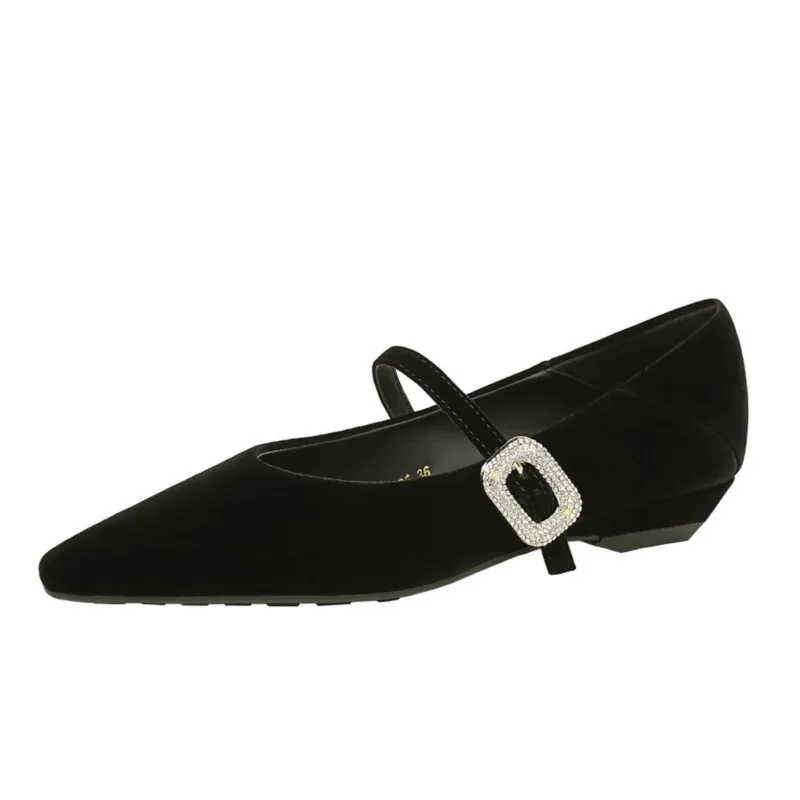 Womens Single Buckle Strap Sandals Pointed Toe Peep Toe Exquisite Crystal Buckle Wedge Heel Pumps