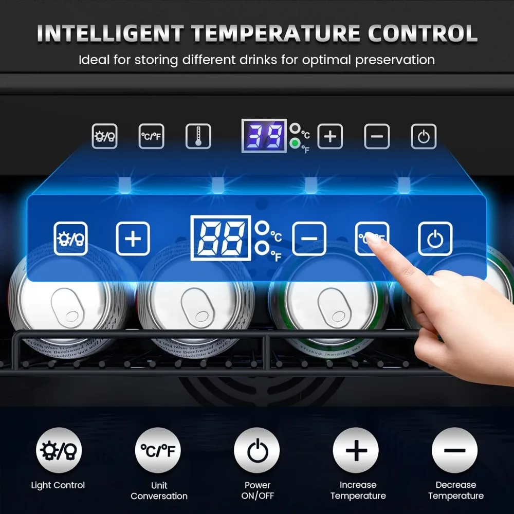 15 Inch Outdoor Beverage Fridge, Stainless Steel Beverage Cooler Under Counter Beer Fridge, Indoor/Outdoor Beverage Refrigerator 5