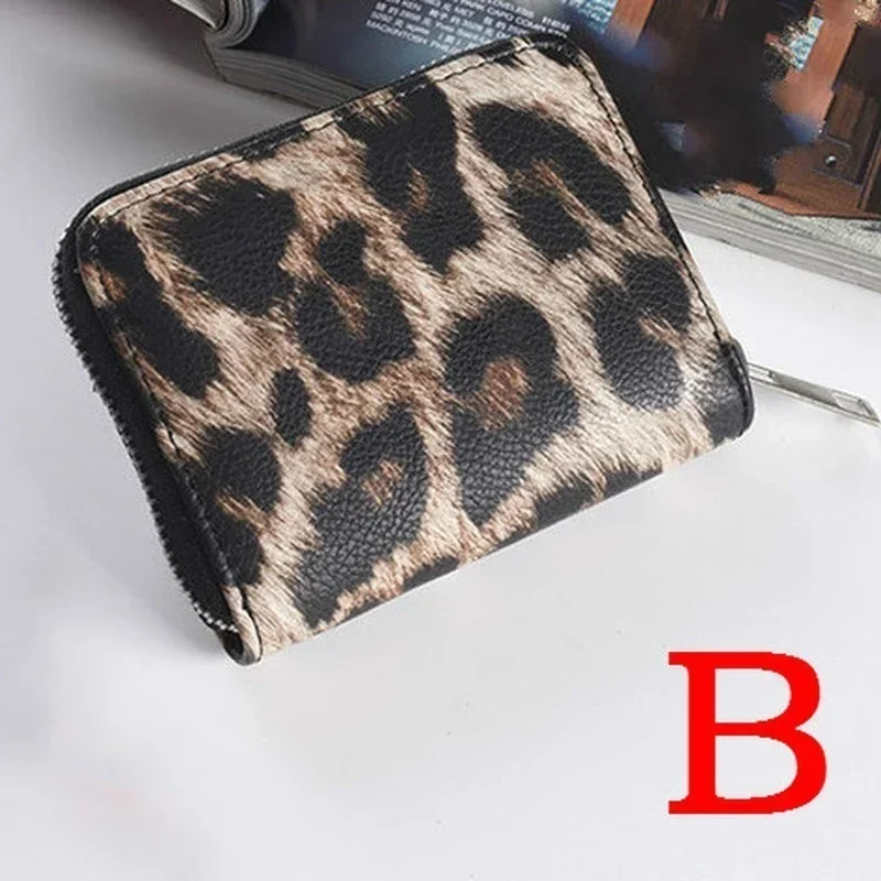 Women's Wallet Short Leopard Pattern PU Leather Retro European and American Handbag Multi Card Bag Coin Pocket Photo Holder 6