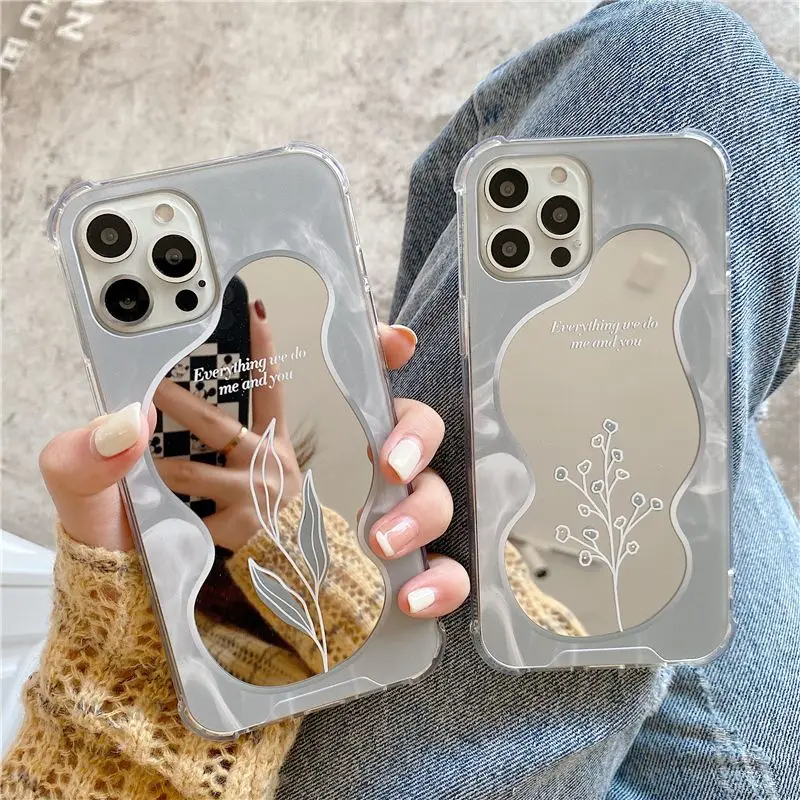 

Fashion Brand Designer iPhone Case 14 13 12 11 Pro Max mini XS Max XR X 8 7 Plus SE Makeup Mirror Full Cover Soft Silicone Case