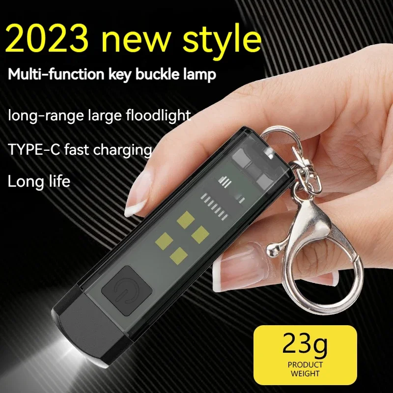 Multi-function Keychain Light Mini LED Key Torch Lamp Rechargeable 7 ...
