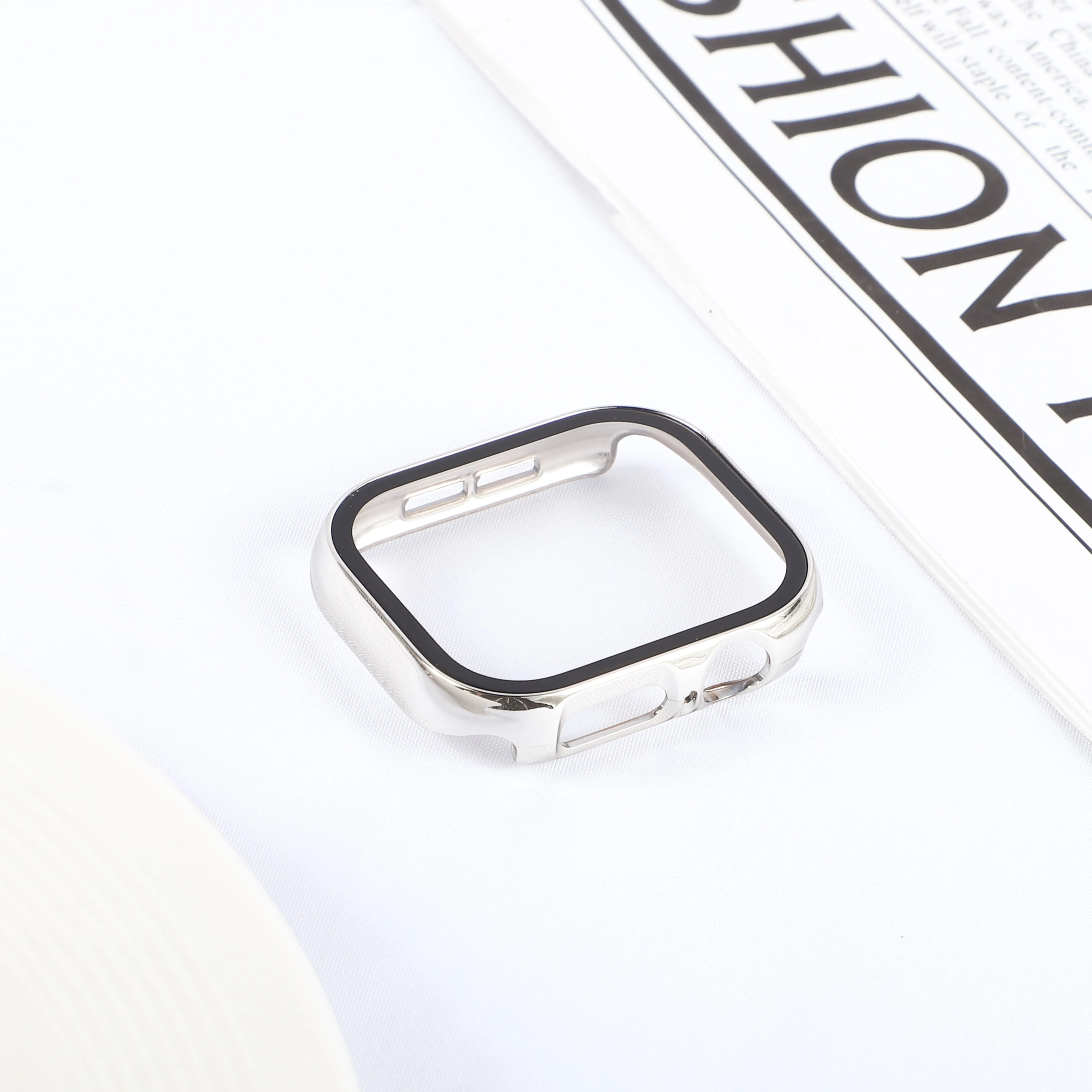 Apple Watch Case with Screen Protector - Plating Hard PC Bumper with Tempered Glass Cover