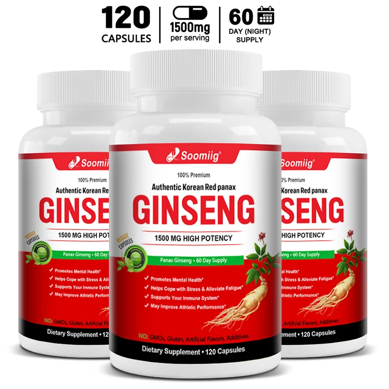 Korean Red Ginseng 1500 mg-Extra Potency, Improves Endurance, Immune Support, Mental Health, Stress Relief