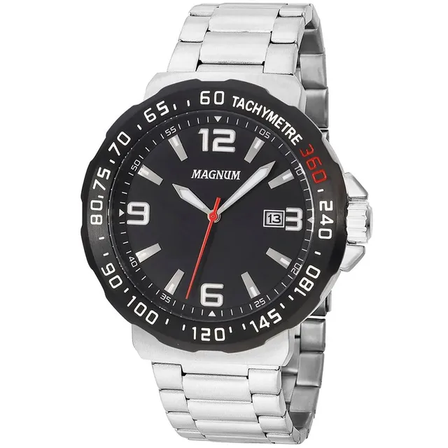 Men's Analog Magnum Silver Black Visor Watch MA35020T