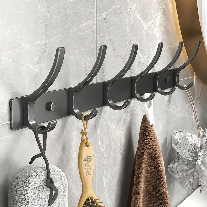 Iron Coat Rack Wall Mount Thickened Space Aluminum Clothe Hook Bathroom Sticky Hook Towel Clothe Wall Hanger Towel Rack self adhesive hooks,wall hanging hook,adhesive hooks