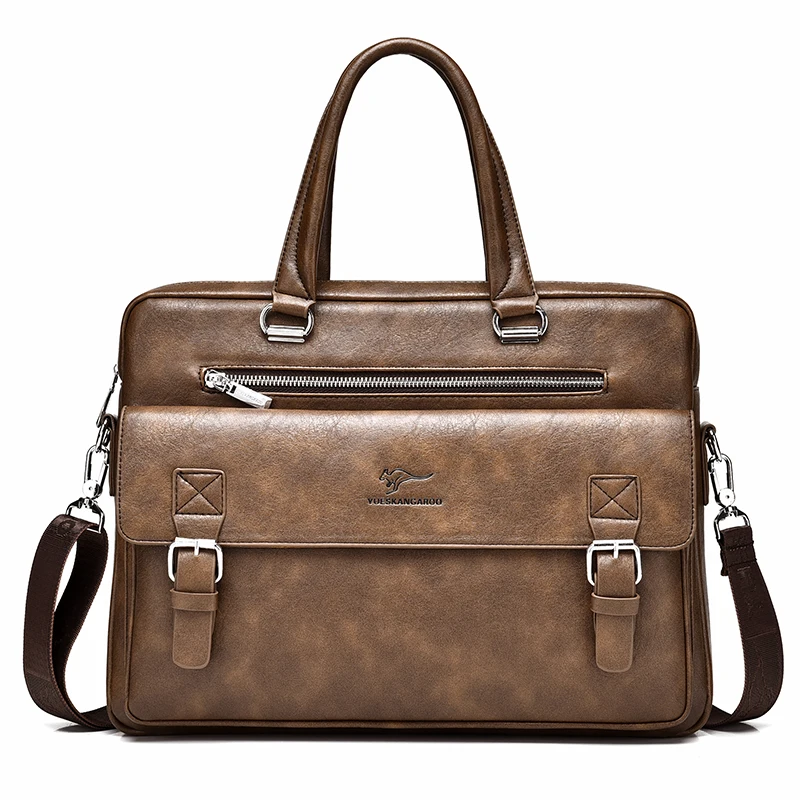 

KANGAROO Luxury Business Men Handbags PU Leather Fashion Large Capacity Briefcase Men Shoulder Bag Casual Travel Crossbody Bags