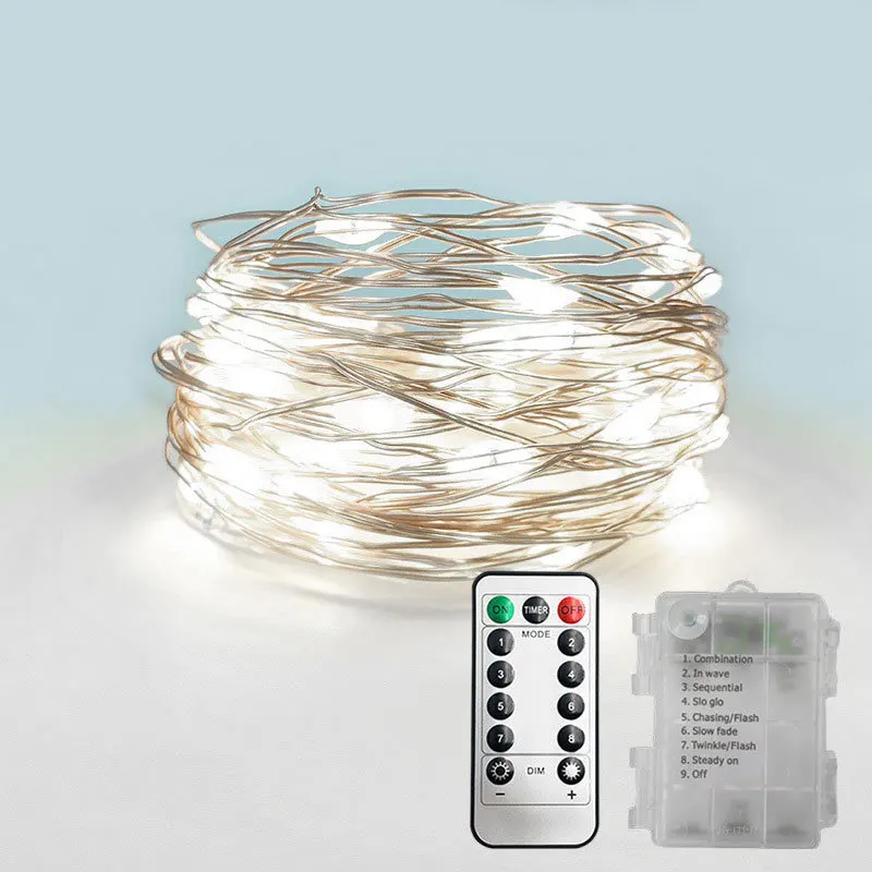 

20M Outdoor Party Decoration Light String Waterproof AA Battery Remote Copper Wire Lamp LED Fairy Lamp Garland Christmas Wedding