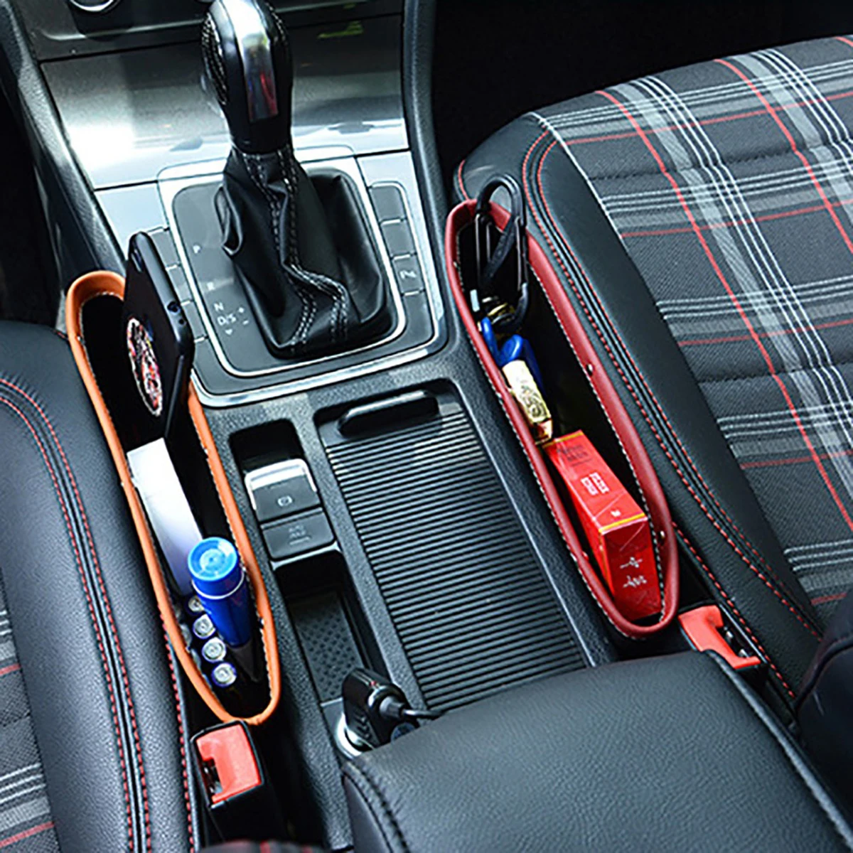 Car Seat Gap Filler Organizer Universal PU Leather Front Car Driver Seat  Crevice Storage Box Pockets Auto Interior Accessories