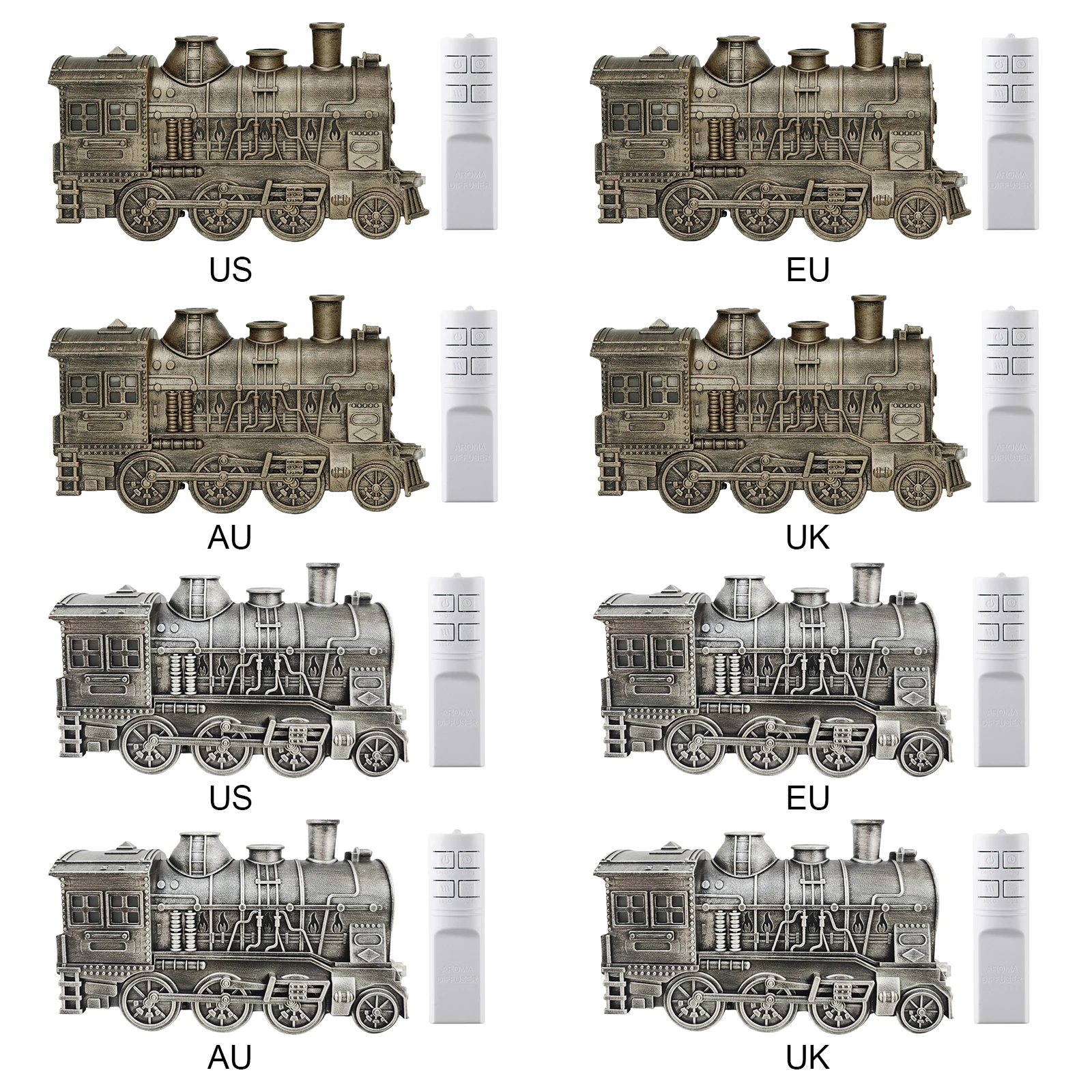 300ML 빈티지 증기 기차 공기 디퓨저 가습기(2색 LED 조명 포함) 사무실 침실용 아로마테라피 디퓨저 공기 가습기