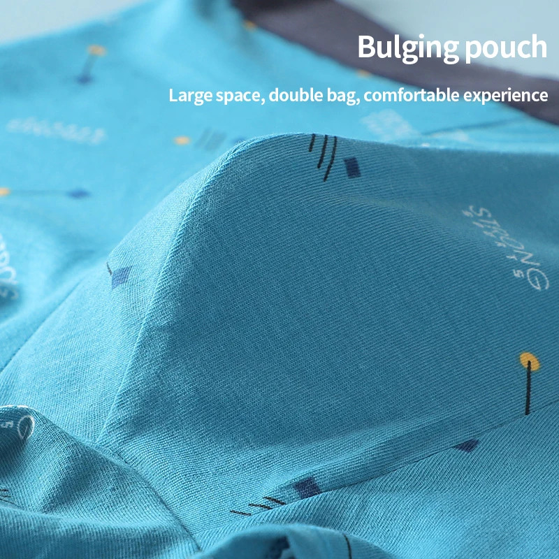 Nanjiren Men Underwear 5A Antibacterial  Boxer Cotton Print Underpants High Elastic Big U Warehouse Soft Breathable Male Panties