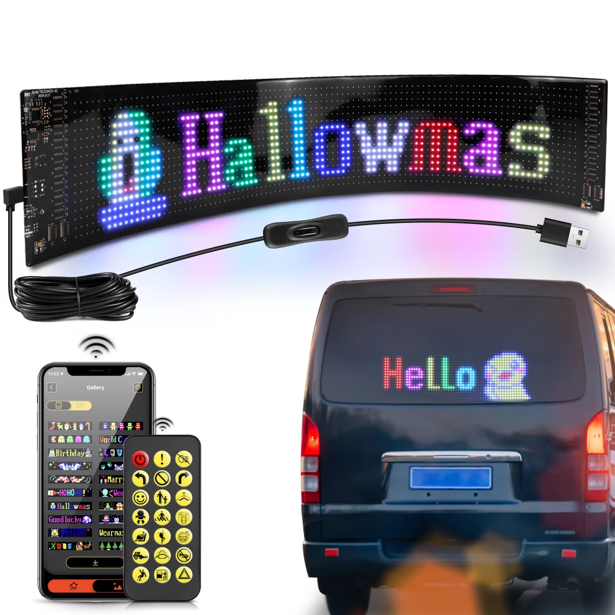 LED Display Light Smart Bluetooth Flexible Programmable Scrolling Advertising Text Pattern Animation