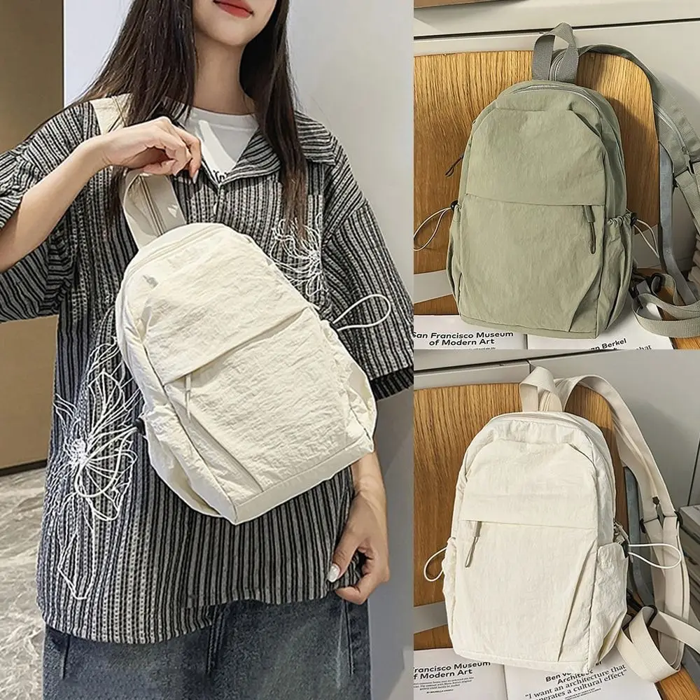 Zaino Casual Morbido da Esterno, Borsa a Tracolla Leggera in Nylon Tinta Unita, Zaino Monospalla per Uso Quotidiano - immagine 5