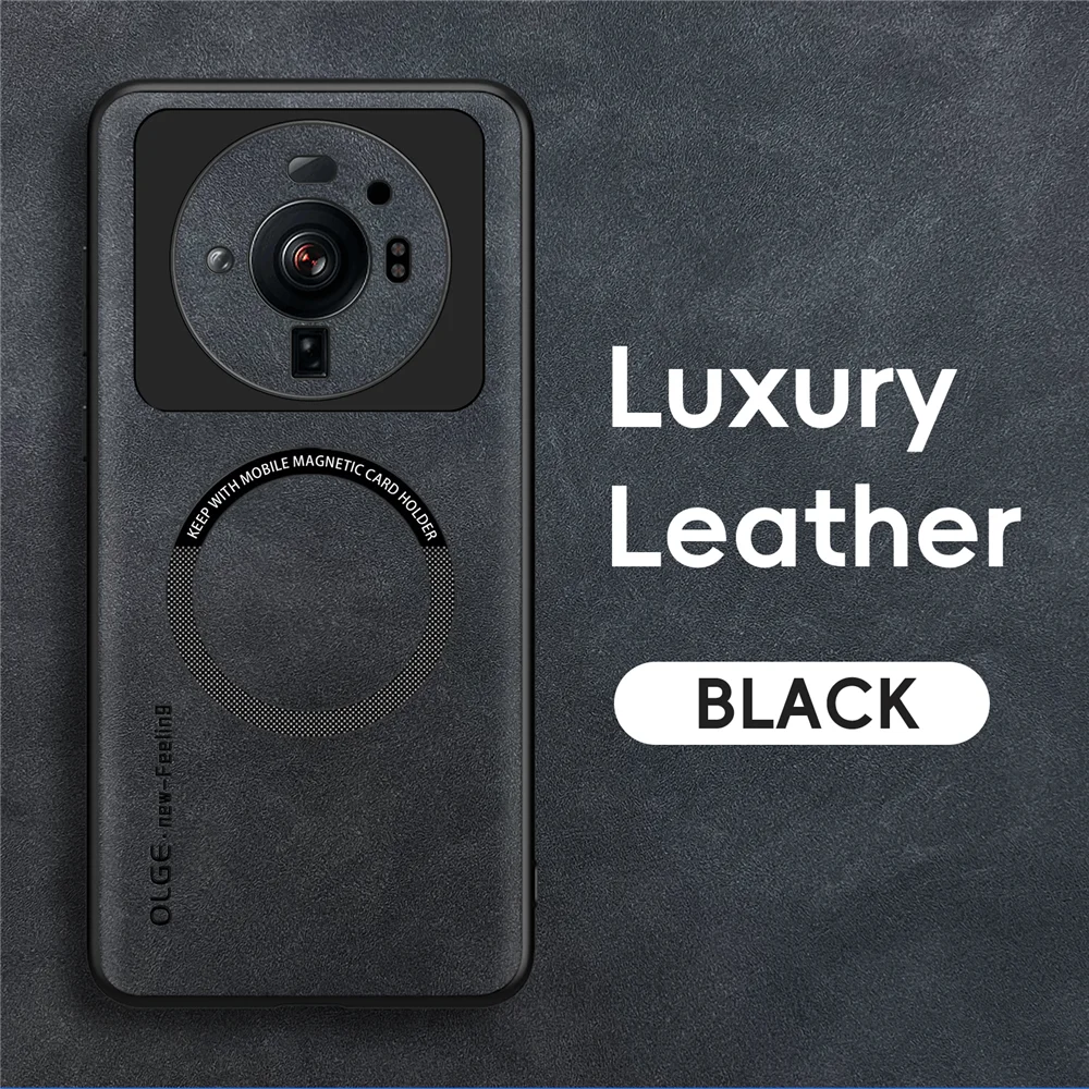 Magnetic Retro Leather Soft Phone Case with Wireless Charging Compatibility