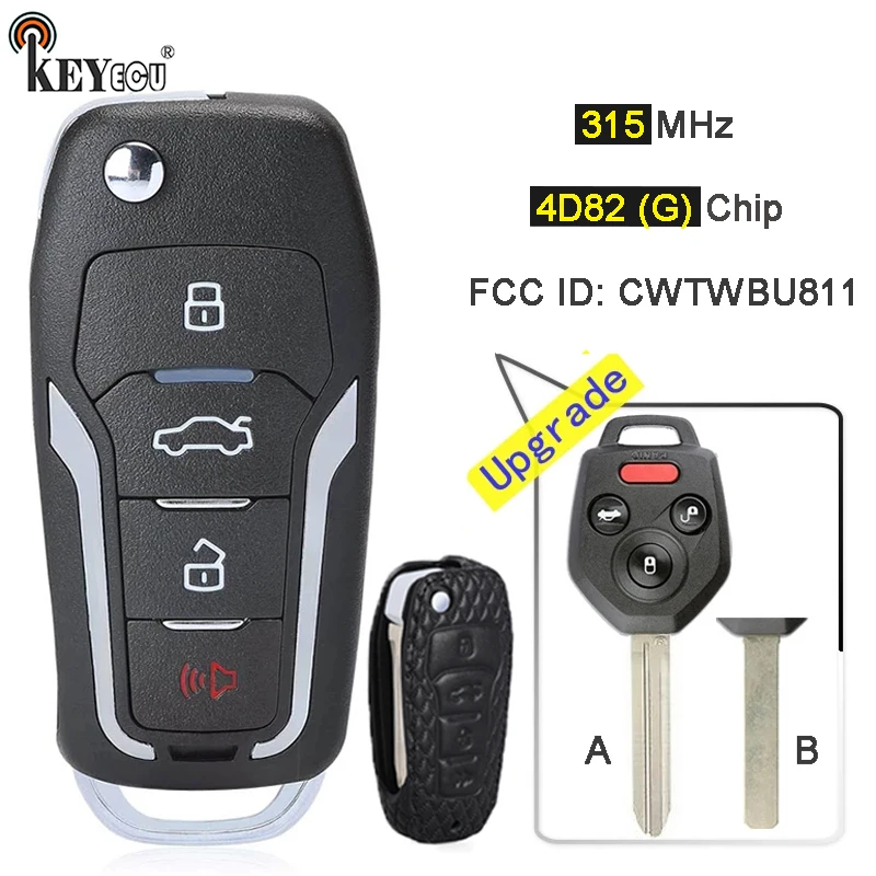 Keyecu 315Mhz 4 D82 G Chip Cwtwbu811 Aggiornato Flip Pieghevole 3 + 1 4 Pulsanti Chiave A Distanza Portachiavi Per Subaru Forester Impreza Legacy Wrx
