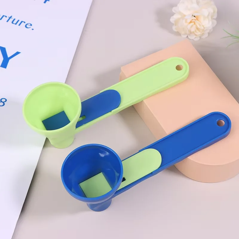 Long-Handle Reusable Coffee Scoop Funnel with Sliding Design Measuring Spoon for Powder & Coffee-Kitchen Gadgets measuring spoon set