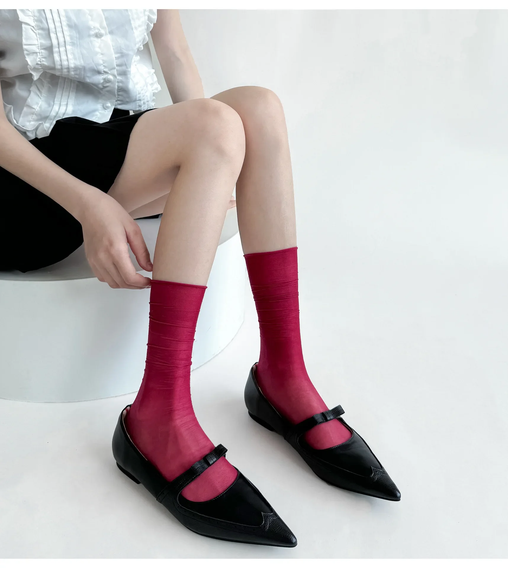 Damen-Socken, Sommer, ultradünn, transparent, Nylon, lange Socken, Damen, lässig, dünn, atmungsaktiv, einfarbig, schwarz, weiß, hautfarben, grau – Detail 11