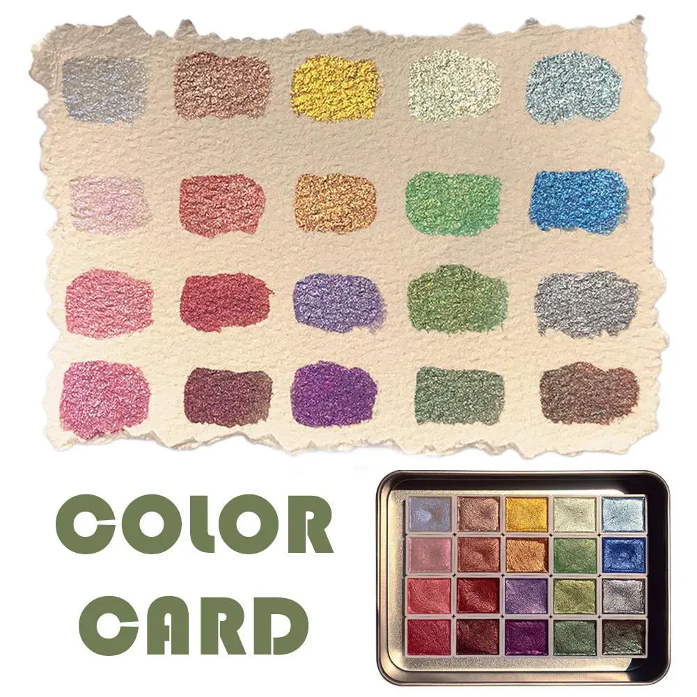 Pearlescent Watercolor Paint Portable Hand-packaged Palette For Painting Nails Student School Art Supplies