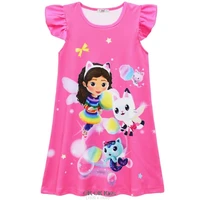 Gabbilé-Robe de nuit à manches volantes pour enfants, vêtements de nuit de dessin animé pour enfants, robe pyjama d'été pour filles, costume de maison de courses, plus récent 3