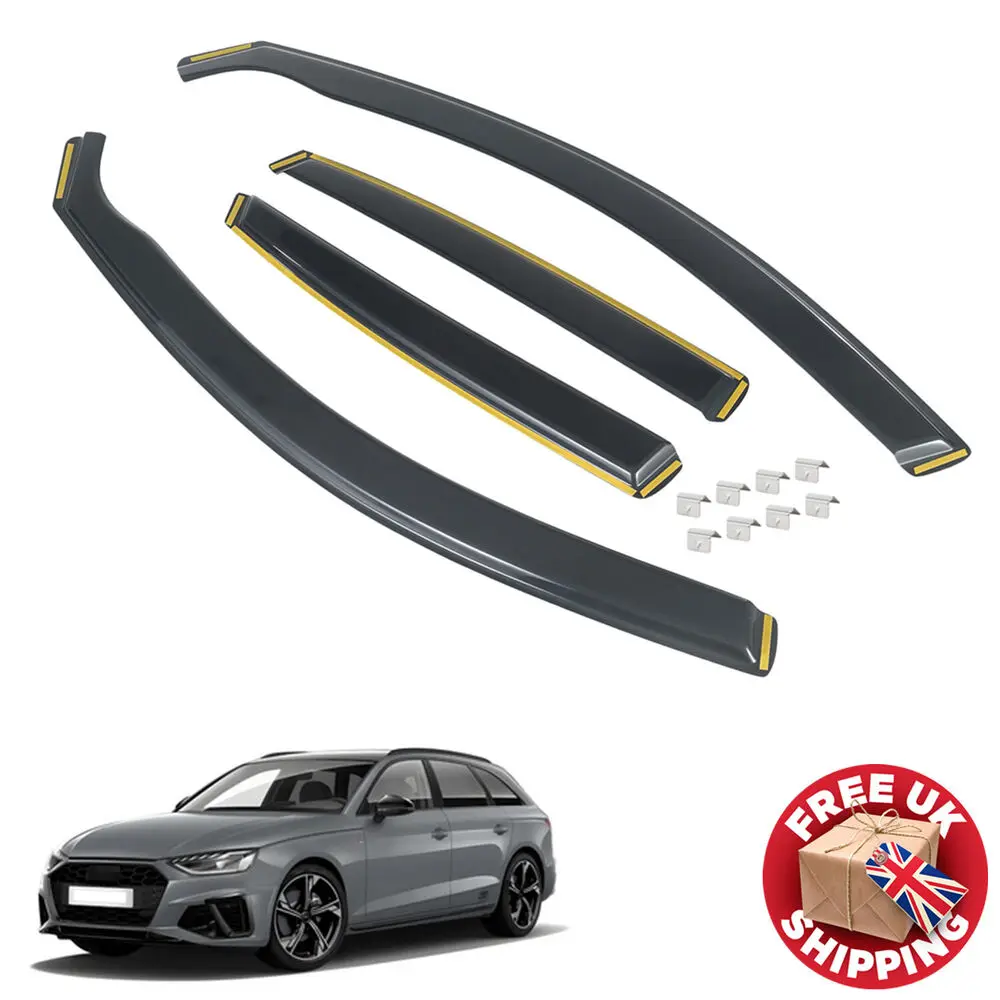 For AUDI A4 B9 Door Saloon Wind Deflectors 4pcs Tinted w/ Clips UK