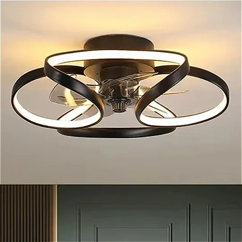 Nordic Intelligent Fan Light Color Dimming and Silent LED Ceiling Fan Light Remote Control Abanicos de tech Bedroom Lighting ceiling fan