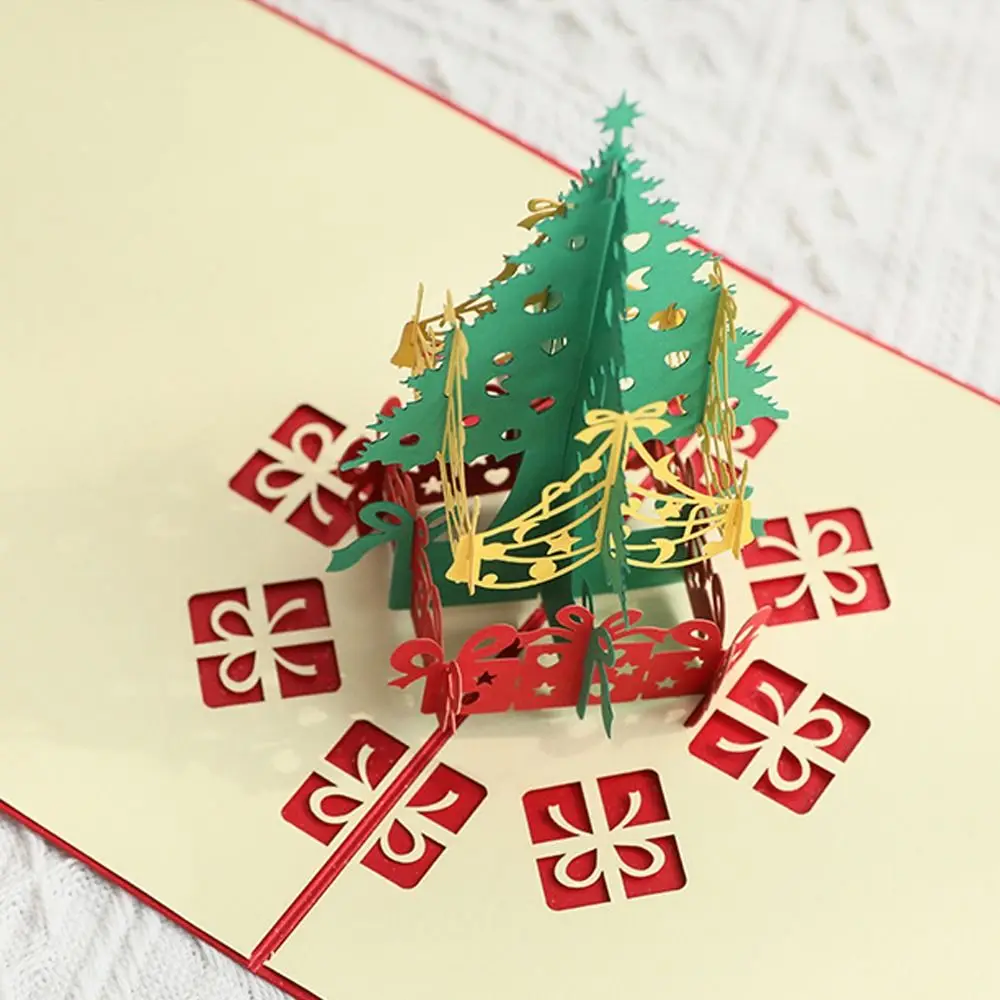3D Pop UP Christmas Tree Cards Party Invitations Gifts New Year Greeting Card Anniversary Gifts Postcard