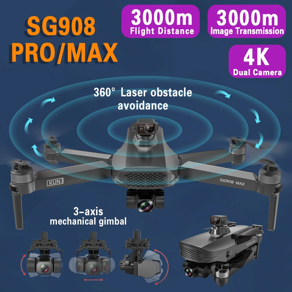 SG908 MAX 4K Professional Camera Drone 3-Axis Gimbal Obstacle Avoidance ...