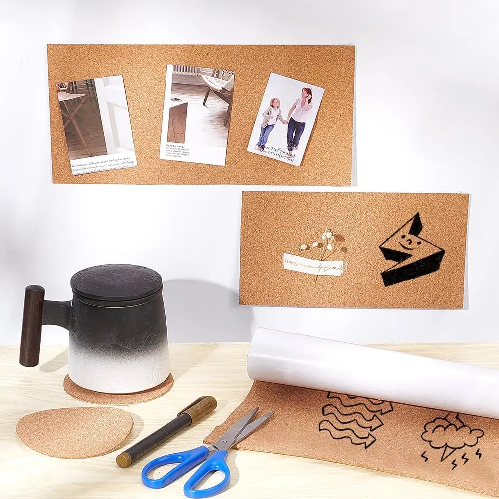 2mm Thick Adhesive Cork Roll Liner 12x24 Inch Insulation For Bulletin Board Coasters Door Signs and Floor Wall adhesive cork roll
