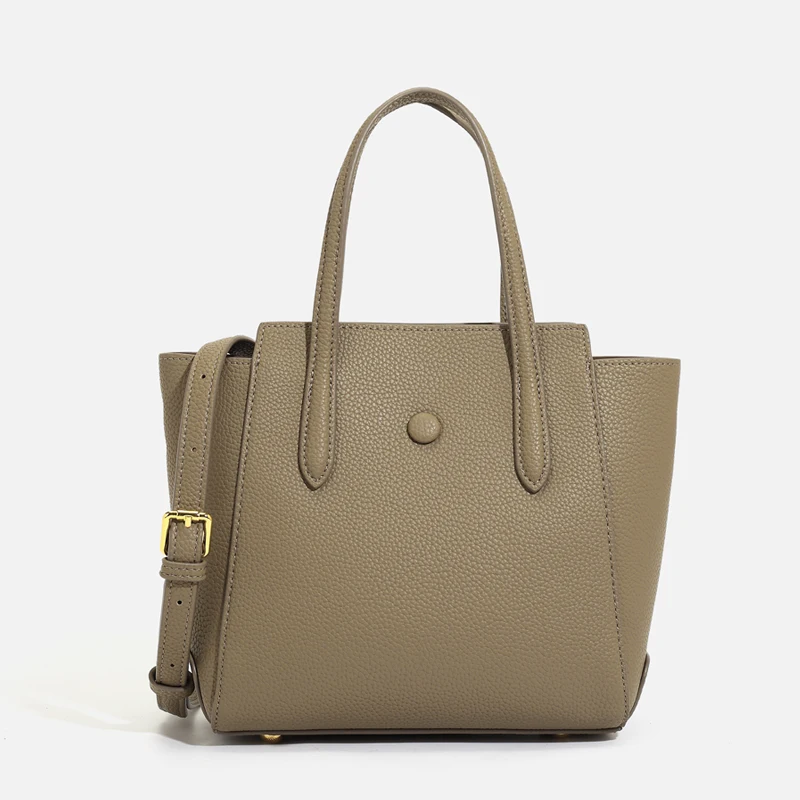 thumbnail image 1 of Bolsos compuestos clásicos para mujer, bolsos y carteras de diseñador de lujo, novedad de 2024, en PU, con patrón de lichi, con asa superior con botones, 1 of 5