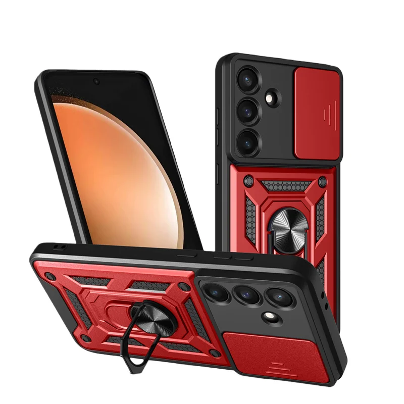 Slide Lens Protection Armor Case with Car Magnetic Bracket - Durable Protective Cover