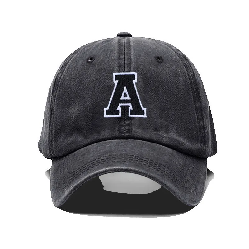 Initial Letter A-Z Embroidery Baseball Cap For Men Womne High Quality Washed Cotton Dad Hat Team Sport Visors Snapback Caps 3