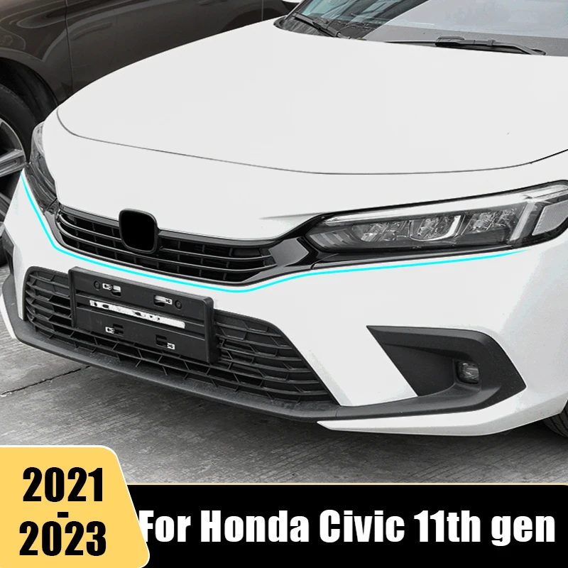 For Honda Civic 11th gen 2021 2022 2023 Car Front Center Net Modified Grille Trim Strip Cover Protector Decoration Accessories